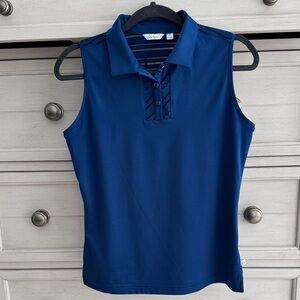 Lady Hagen Blue Sleeveless Polo Tank
